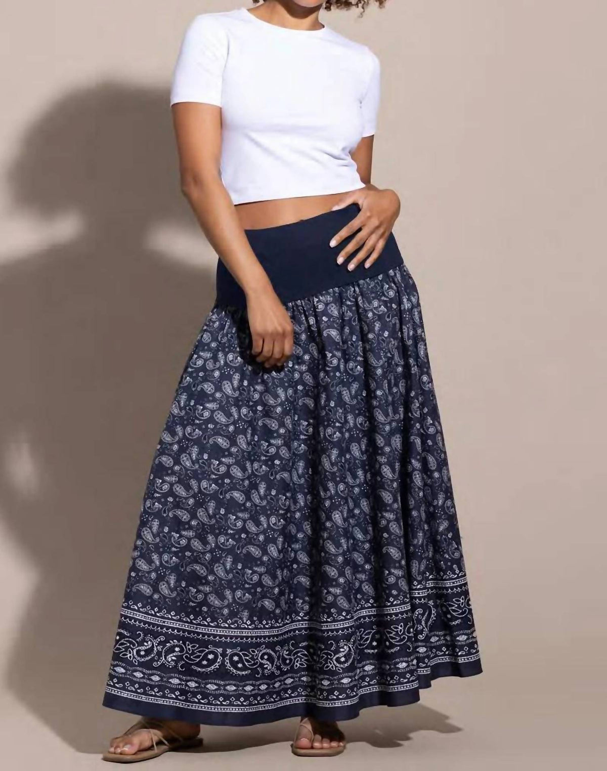 Go By Go Silk - Cotton In On The Yoke Midi Skirt