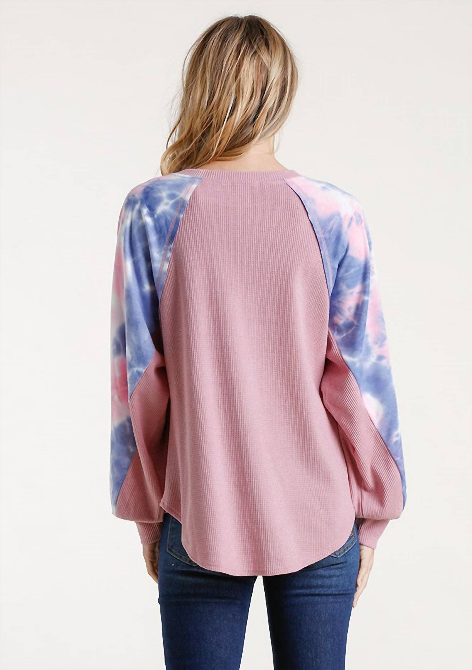 Umgee - Waffle Knit Tie Dye Top