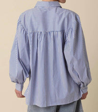 Olivaceous - Eve Striped Puff Sleeve Shirt