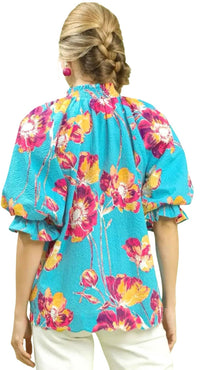 Style Usa - Mix Floral Puff Sleeve Top