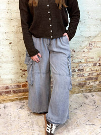 Easel - Chambray Cargo Pants