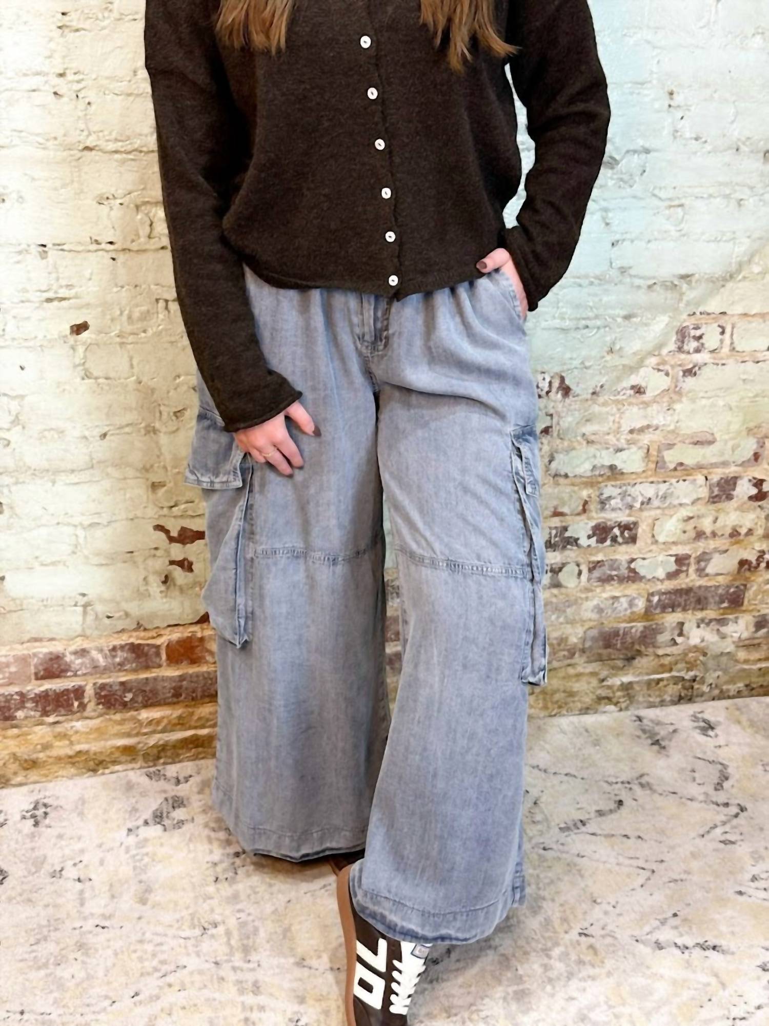 Easel - Chambray Cargo Pants