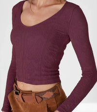 Nikibiki Brenda Top in fig - women's long sleeve top - detail view