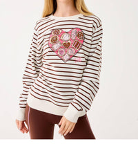 Lilly Pulitzer Ballad Cotton Sweatshirt in french roast box of chocolates embellishment - women's top