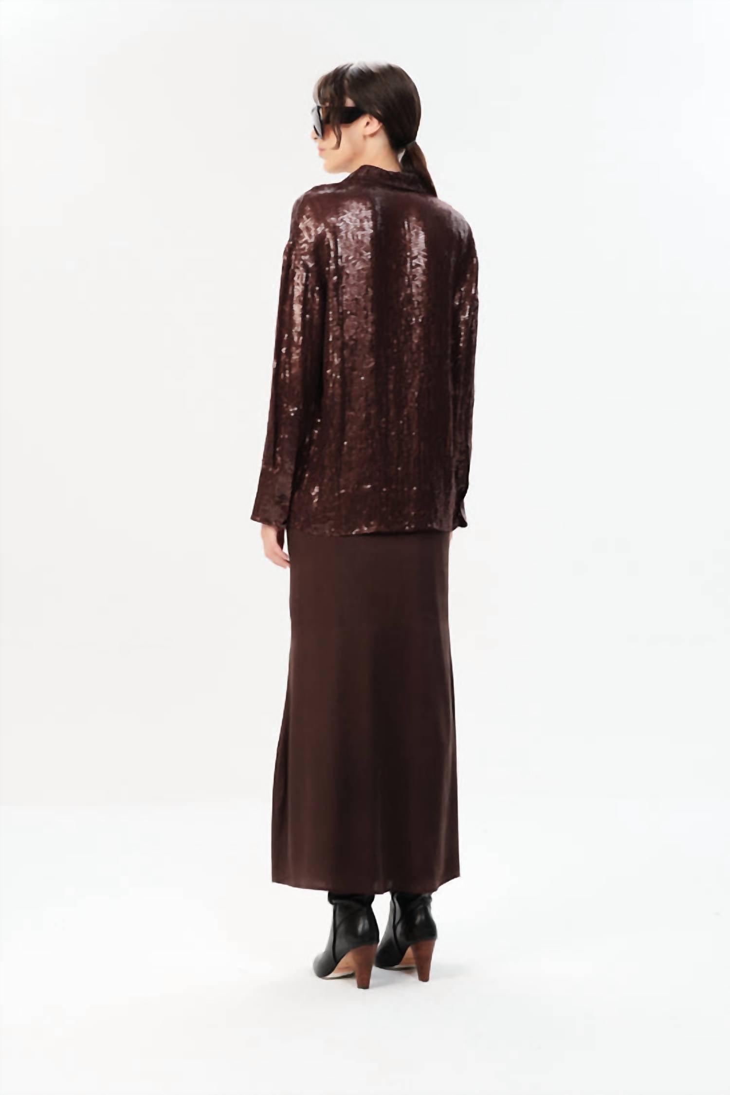 Maria Cher Cardales Cyrus Shirt in brown - women's long sleeve top - view 4