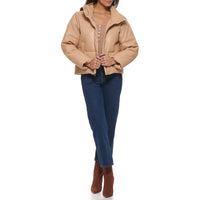 LEVI'S Juniors Faux Leather Bomber Puff Jacket in biscotti - women's jacket - detail view