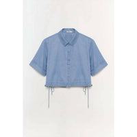 JONATHAN SIMKHAI Bishop Cotton Top in stratus - women's shirt - view 5