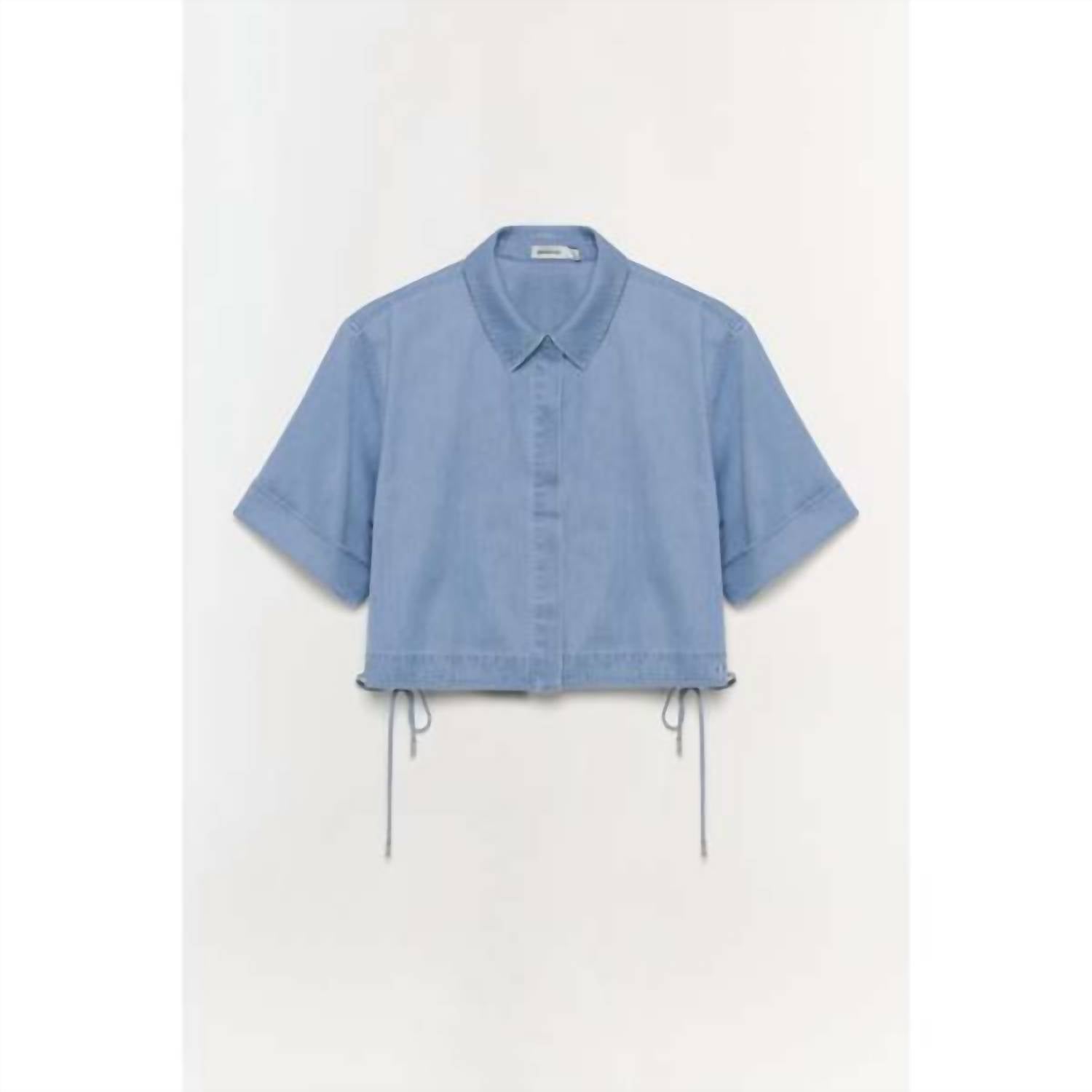 JONATHAN SIMKHAI Bishop Cotton Top in stratus - women's shirt - view 5