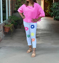 Made In Italy - Whimsical linen top