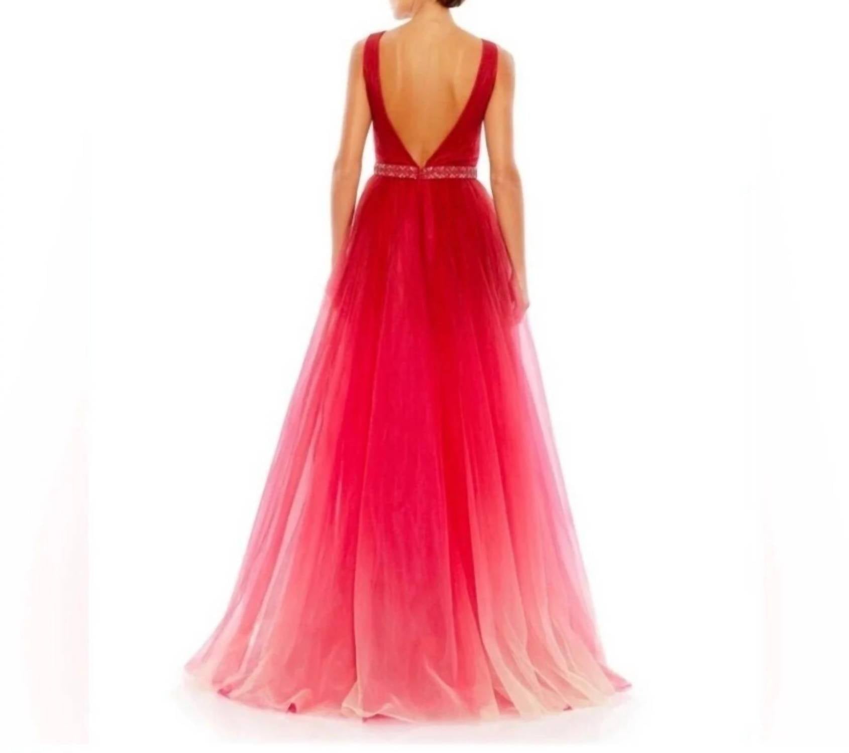 Mac Duggal - Beaded Belt Wrap Over Sleeveless Ballgown