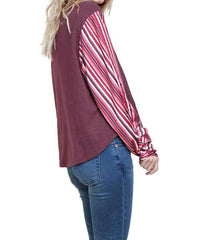 Umgee - Satin Striped Sleeve Top