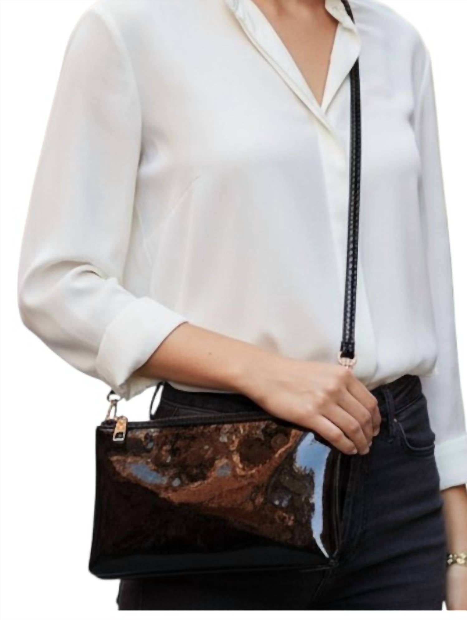 Jen & Co. - Women's Riley High Gloss 3 Compartment Crossbody Wristlet Bag