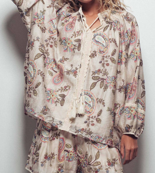 Urban Daizy - Embroidered Boho Paisley Blouse Top