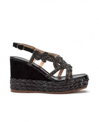 Alma En Pena Women's Malaquita Wedge Sandals in black - women's sandal