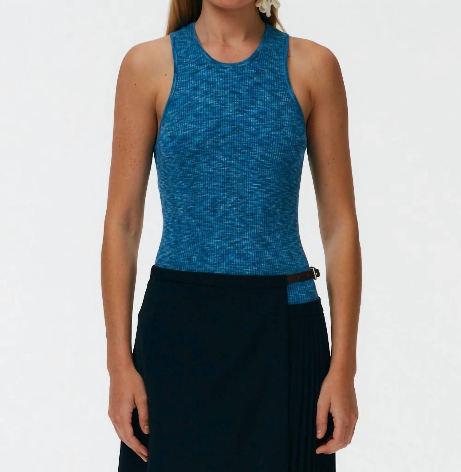 Tibi - Printed Combed Cotton Ribbed Sweater Tank