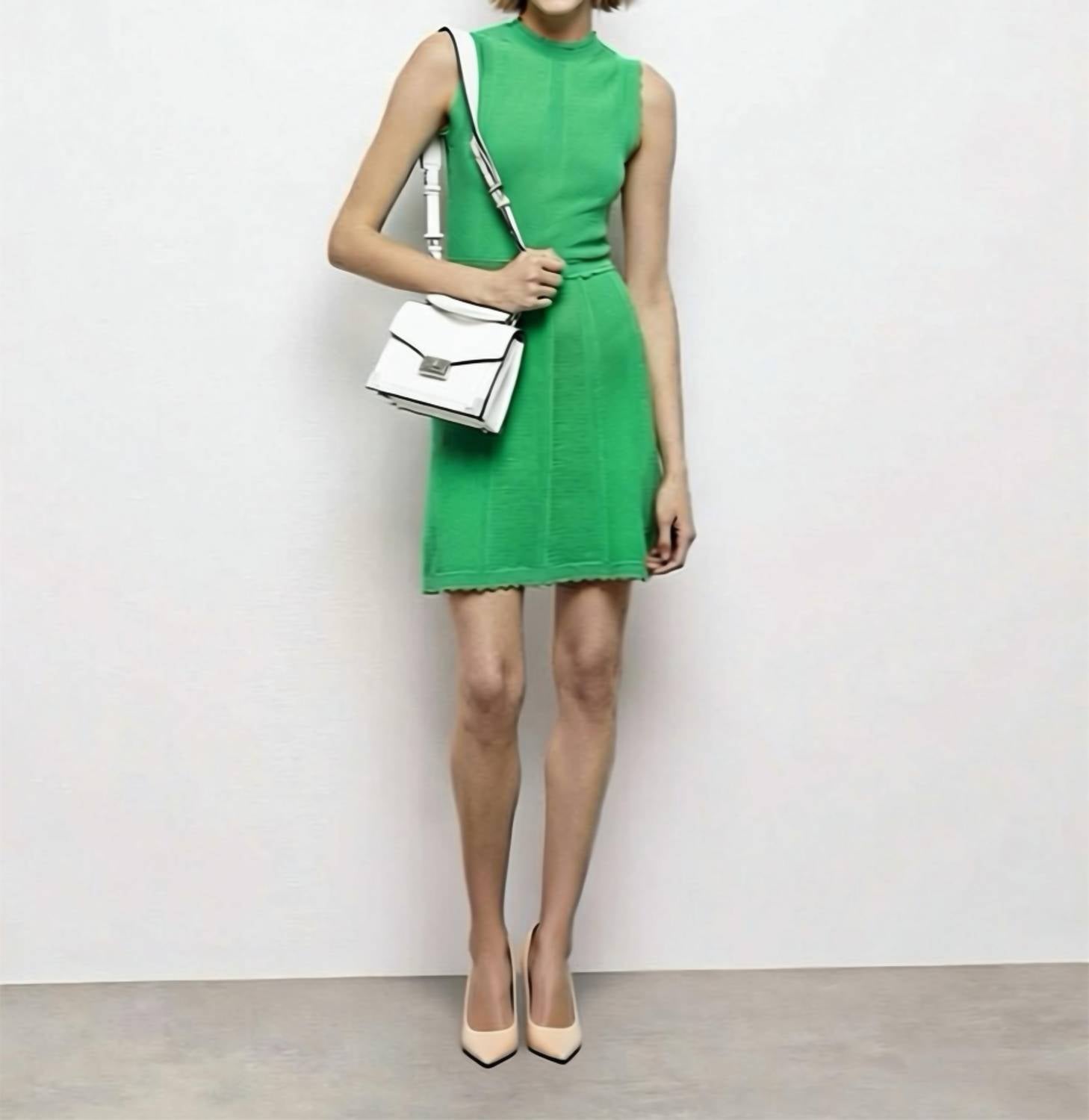 THE KOOPLES Romantic Knit Mixed Media Dress in gre01 - women's dress - view 7