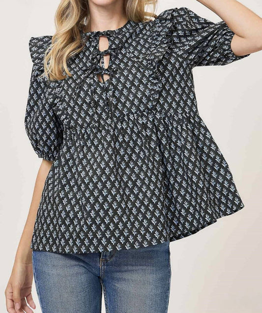 Umgee - Aleshia Abstract Front Tie Top