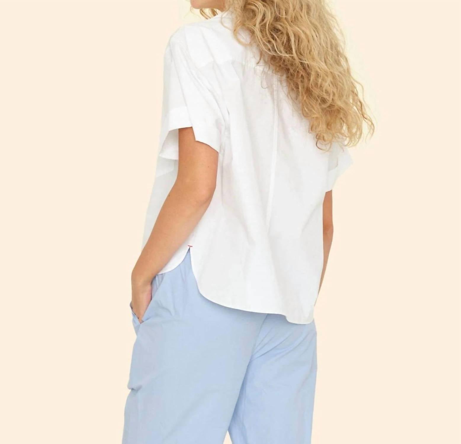XIRENA Drake Short Sleeve Shirt in white - women's shirt - detail view