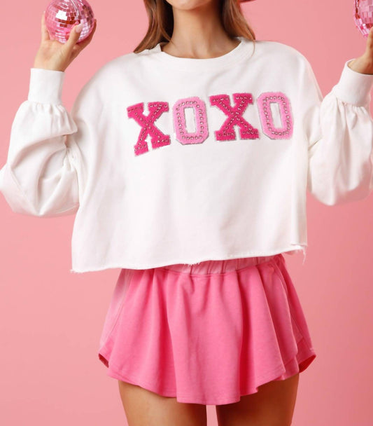 Xoxo Sequin Edge Embellished Patch Top