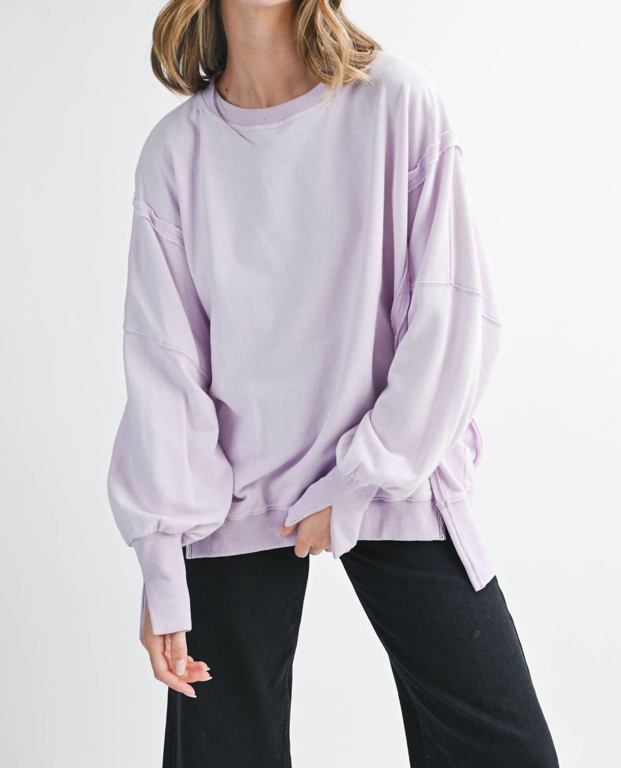 Aemi + Co - Oversized Seam Detail Pullover Sweatshirt
