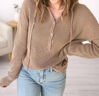Be Cool - Chunky Knit Henley Sweater
