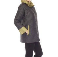 Terra Reversible Zip Up Hooded Coat in olive - women's jacket - view 6
