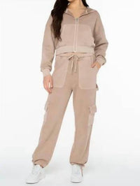 ROXY Sahara Vibes Zip Hoodie in warm taupe - women's top - alternate view