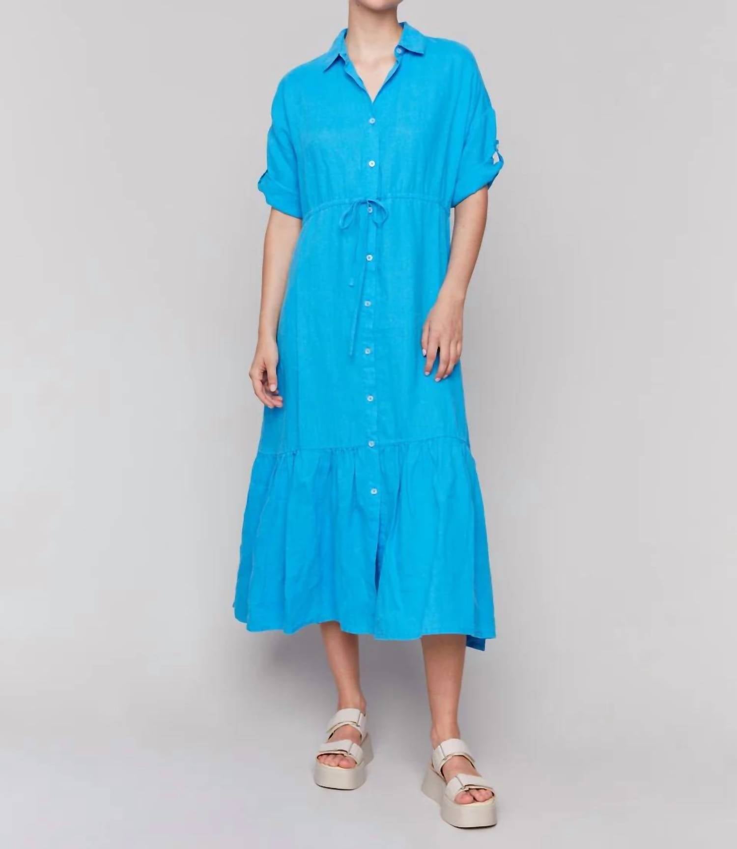Charlie B - BUTTON FRONT SLEEVELESS SWING DRESS