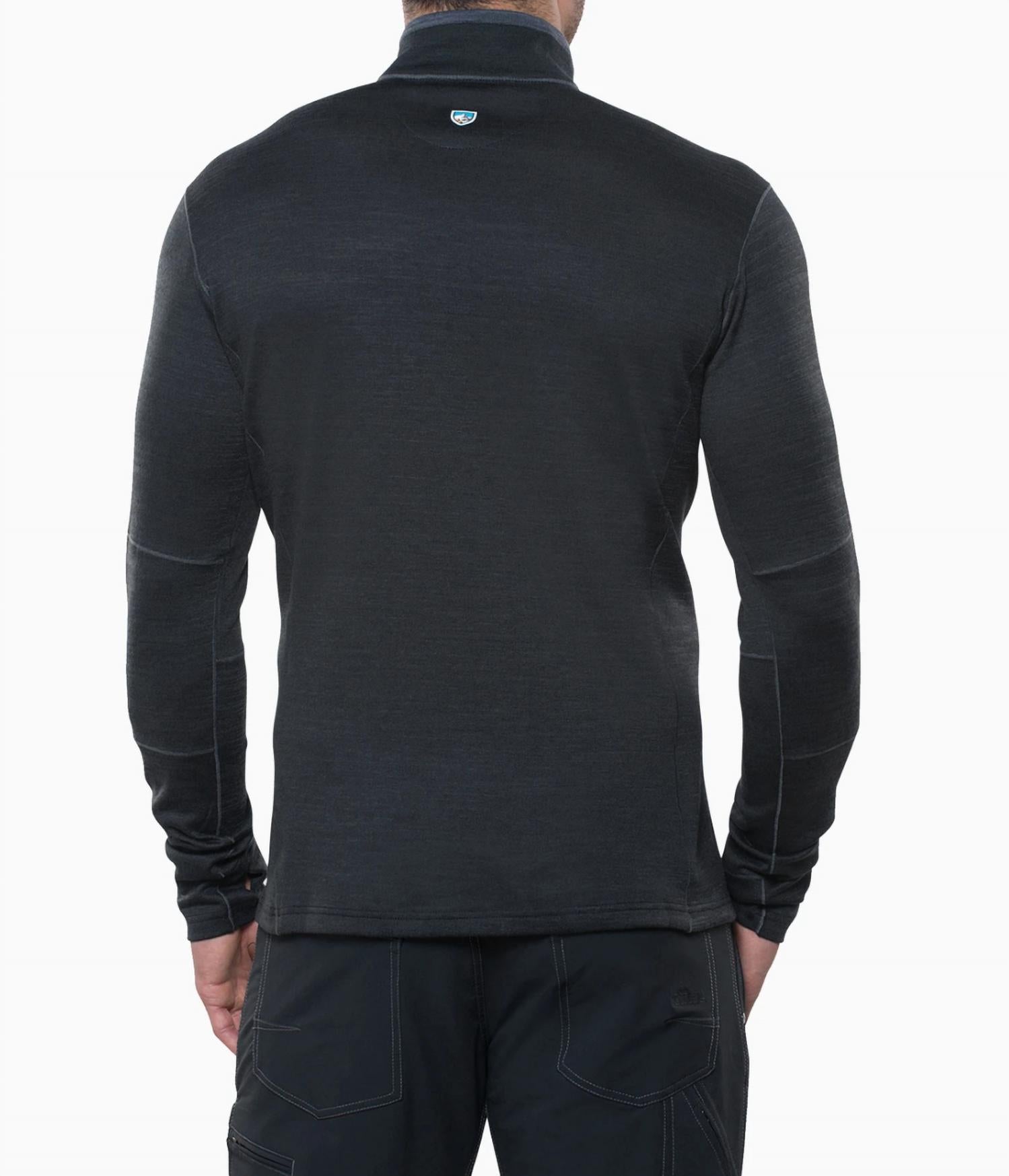 KUHL Ryzer 1/4 Zip Pullover in black koal - men's sweater - detail view