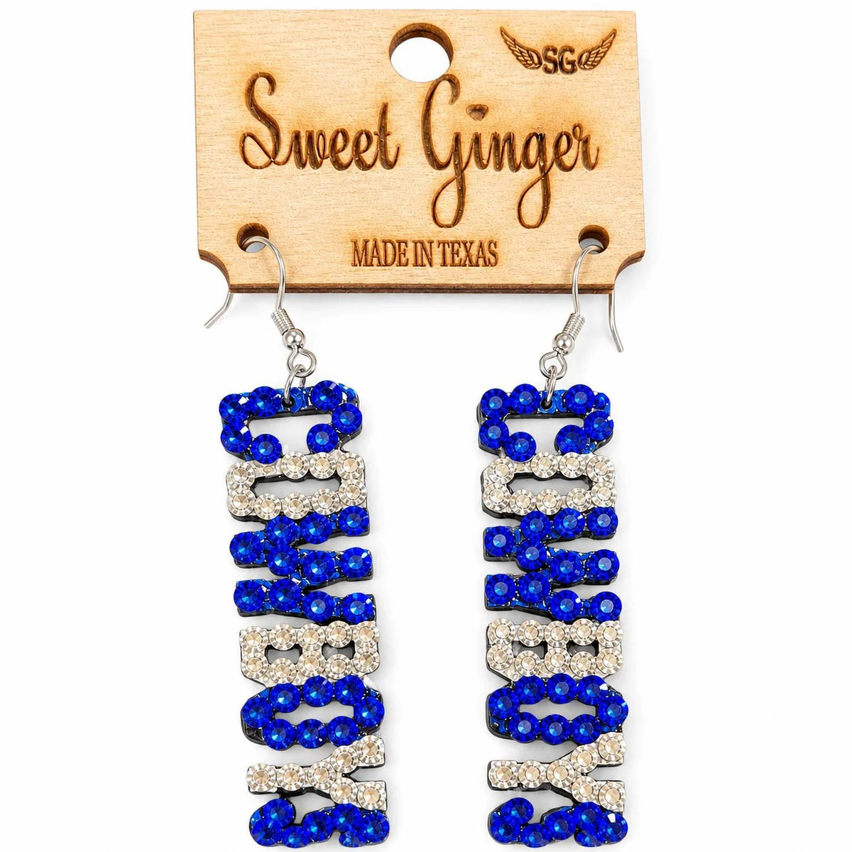 Sweet Ginger - Women's Dallas Cowboys Rhinestone Wood Earrings