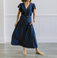 Current Air - Flutter Sleeve Waist Tie Dress