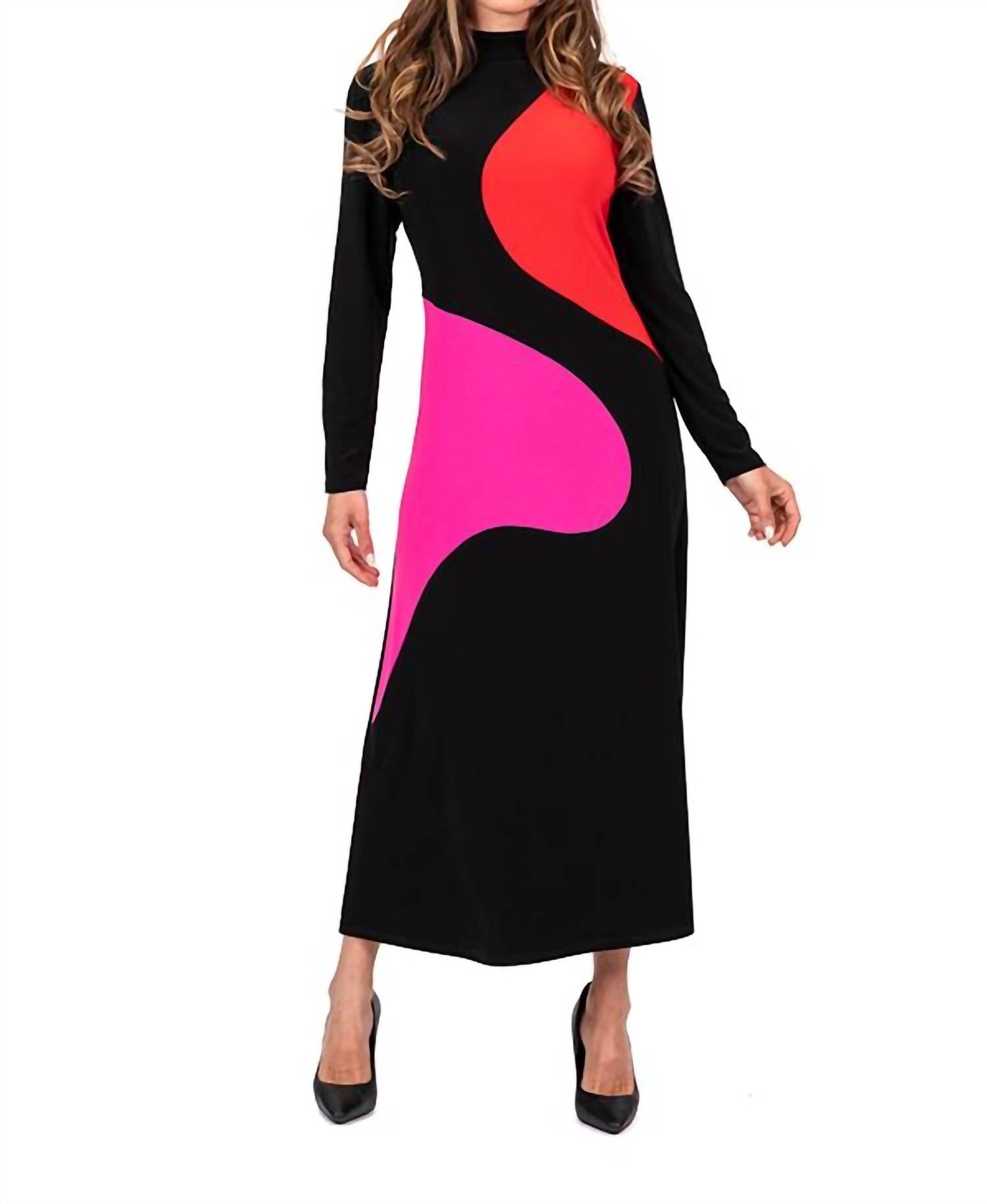Scapa - Color Block Dots Maxi Sheath Dress