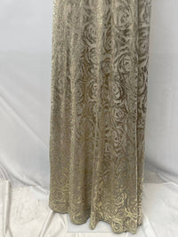 Betsy & Adam - One-shoulder Wrap Foil Floral Gown