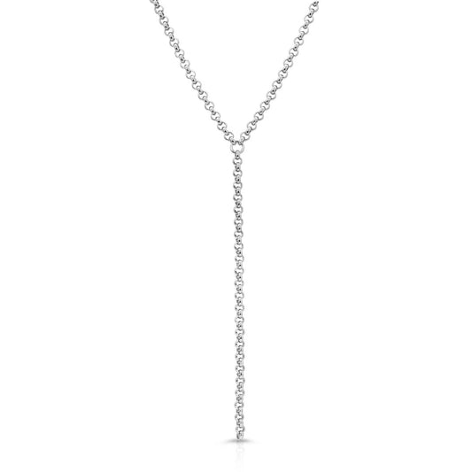 Eklexic - Women's Micro Royal Rolo Chain Lariat Necklace