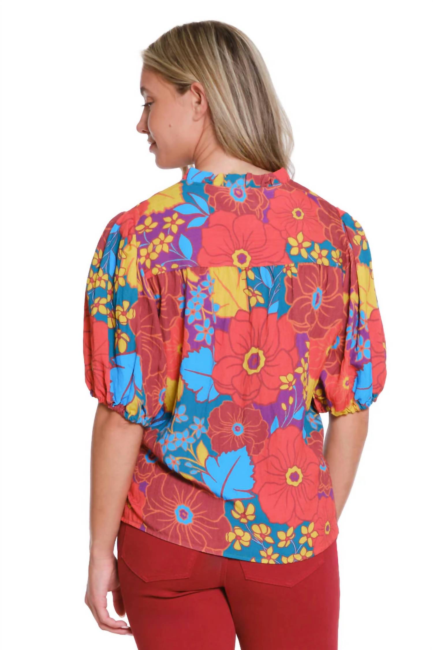 Tru Luxe - Floral Print Split Neck Top