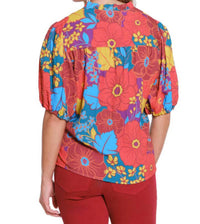 Tru Luxe - Floral Print Split Neck Top