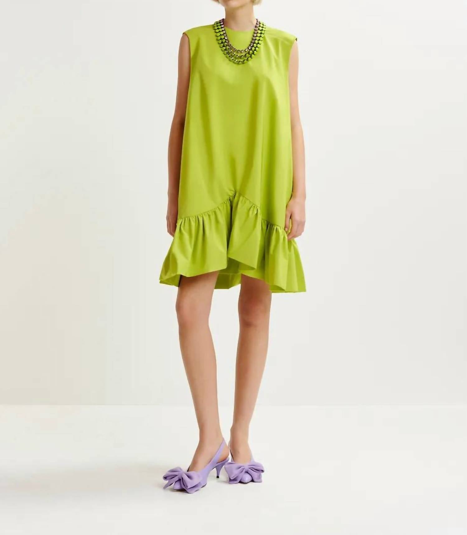 ESSENTIEL ANTWERP Hibernate Ruffle Mini Dress in citronella 1 - women's dress