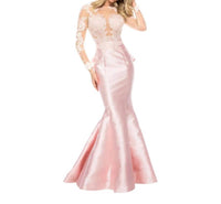 Sherri Hill - Long Sleeve Lace Satin Dress