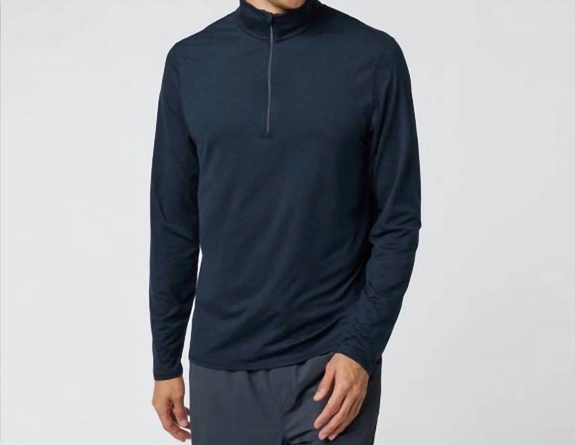 Vuori Ease Performance Half Zip 2.0 Top in ink heather - men's sweater