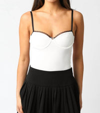 Olivaceous - Dinah Lace Trim Bodysuit