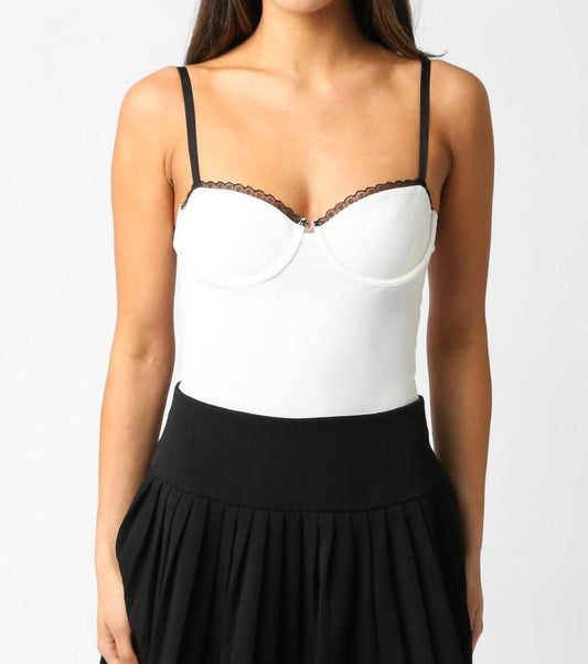 Olivaceous - Dinah Lace Trim Bodysuit