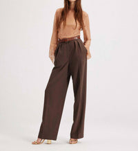 THEO the Label Kores Punto Herringbone High-waist Pant in amber sky - women's pants