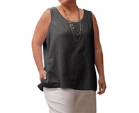 On The Plus Side - Crinkle Cotton Sleeveless Top - Plus
