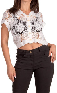 GIGI MODA Diletta Crochet Cardigan in white - women's cardigan