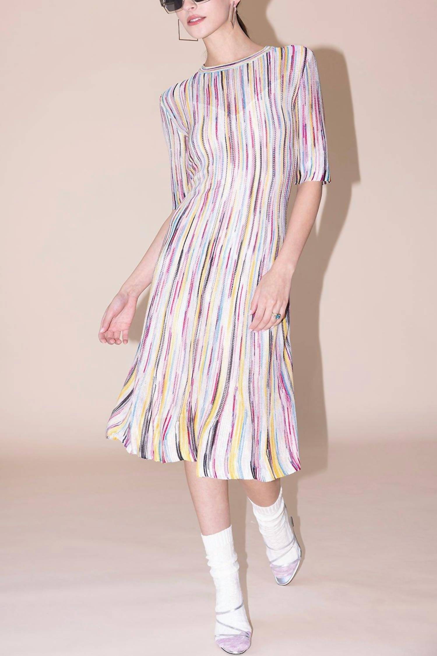 Missoni - Striped Crewneck Knitted Dress