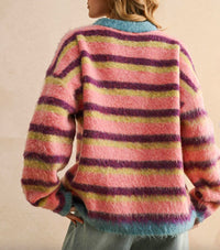 Miou Muse - Brushed Effect Striped Sweater