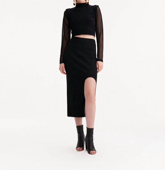 Theo The Label - Nomia Sheer Sleeve Mock Neck Sweater