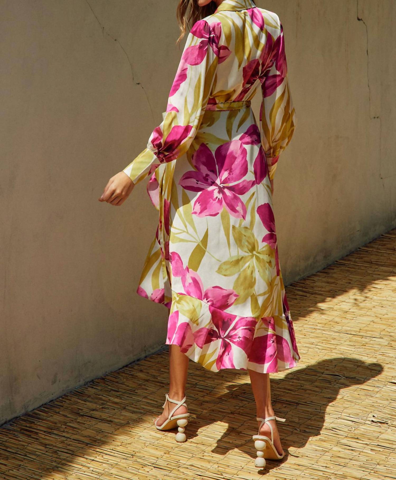 Vcb - Women's Honeysuckle Satin Midi Wrap Dress
