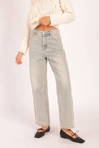Heyson - Polka Dot High-waisted Straight Leg Jeans