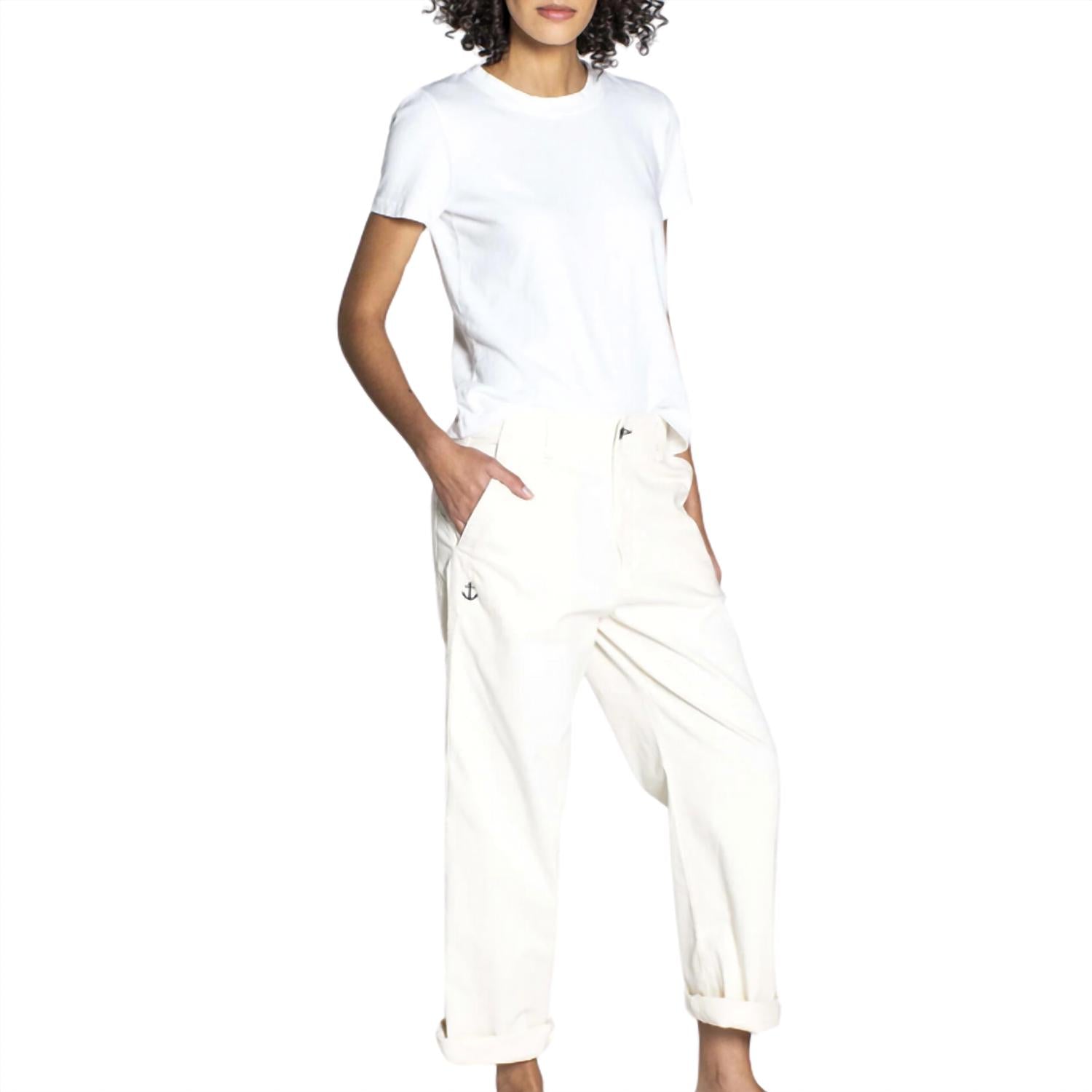 ASKK NY Women's Chino Embroidery Pant in cream - women's pants
